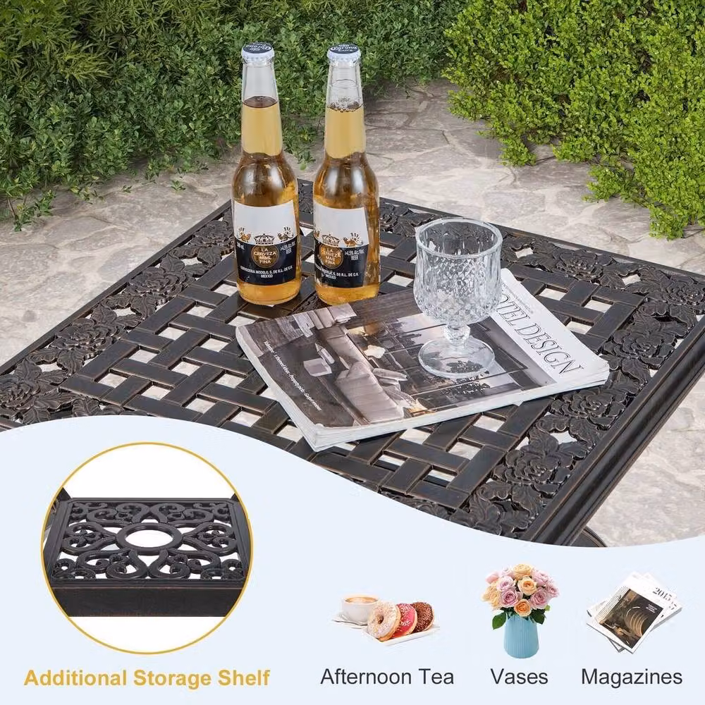 Kelvenix Round Powder Coated Aluminium Patio Side Table in Copper – 5