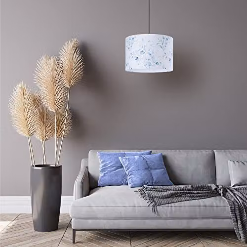 Happy Homewares Contemporary Floral Watercolour Cylinder Lampshade in Teal, Blue and Green – 2