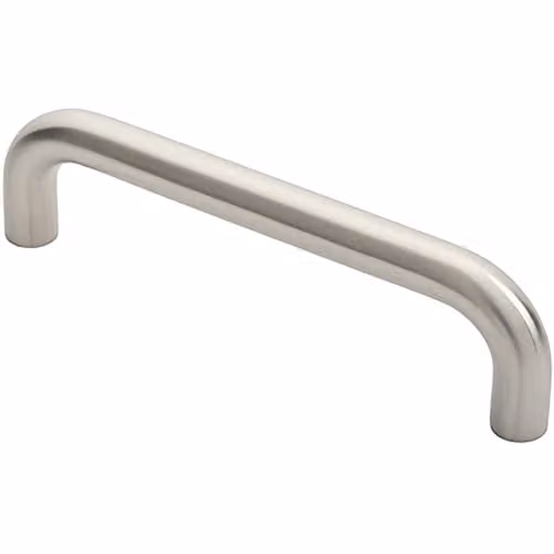 Loops Round D Bar Door Pull Handle in Brushed Silver Stainless Steel, 247 x 22 mm, 225 mm Fixing Centres