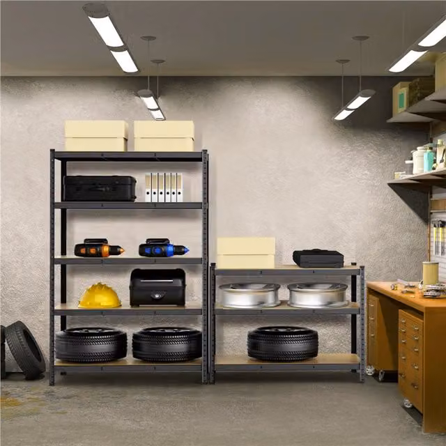 Yaheetech 5-Tier Metal and MDF Freestanding Storage Shelf Display Rack, Black