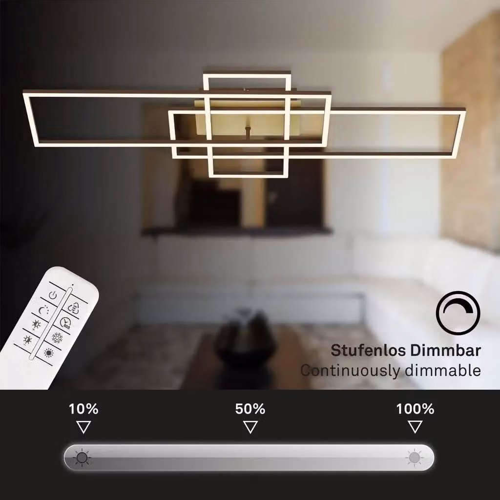 Briloner Gold and Brown CCT LED Wall and Ceiling Light with Remote Control and Dimming Function – 4