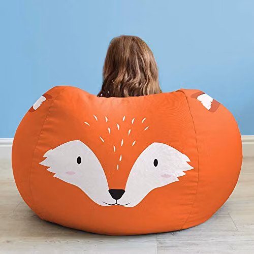 rucomfy Beanbags Kids Animal Printed Bean Bag Chair in Orange, Medium – 2