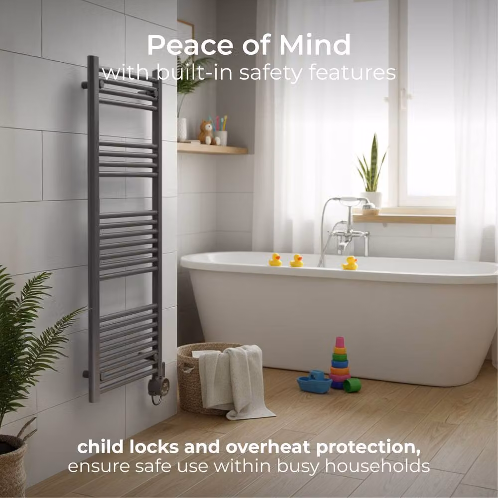 Masterplug SmartEnergy Wall Mounted Heated Towel Rail Radiator, 1000W, Grey, Wi-Fi Enabled – 3