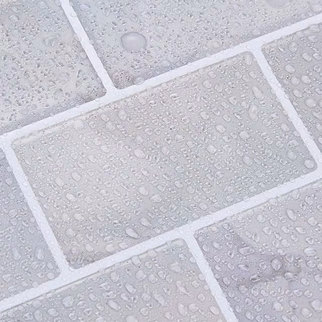 Livingandhome 10-Piece Set of Abstract Marble Effect Adhesive Tile Stickers in Grey
