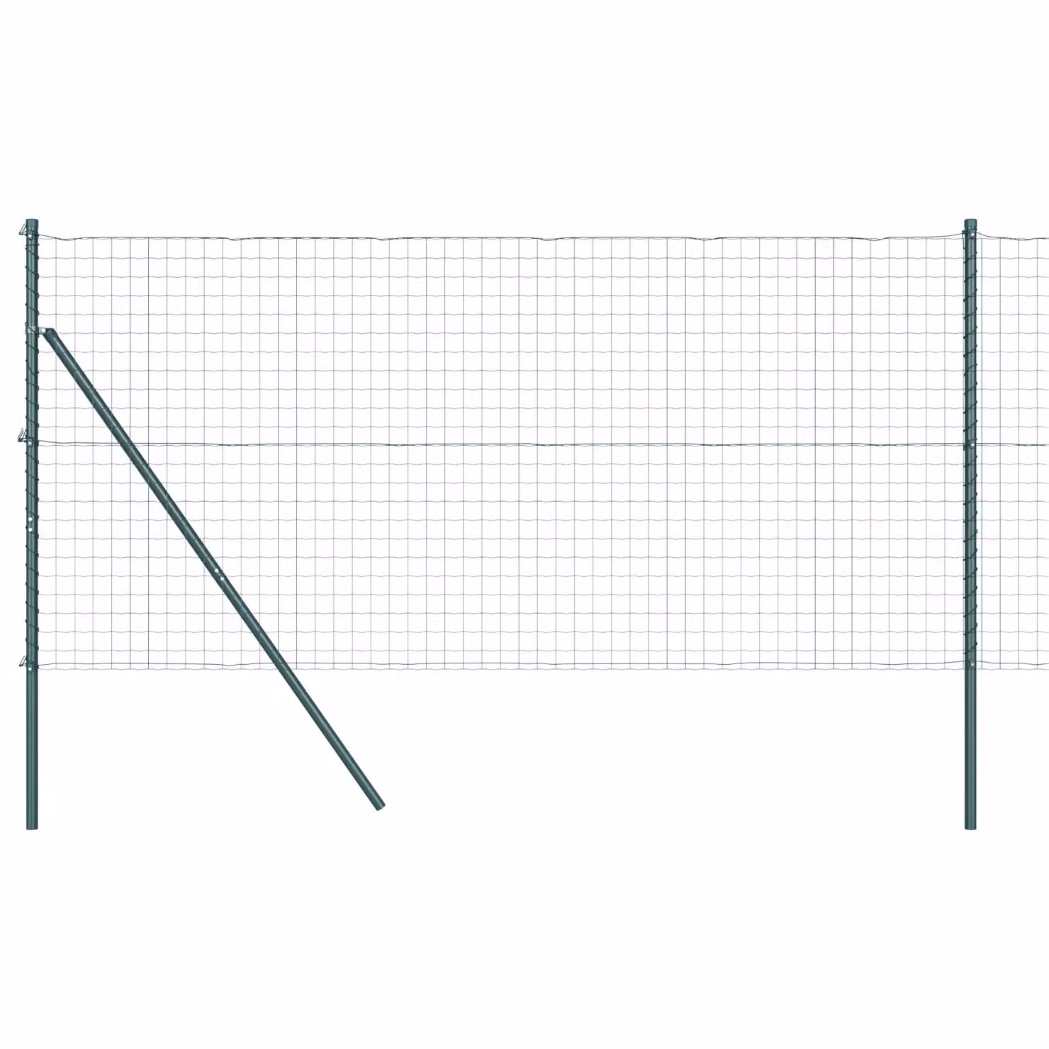 Berkfield Home Euro Fence with 7 Posts, Galvanised Steel, Green and Silver, W: 10 m, H: 1.4 m – 2