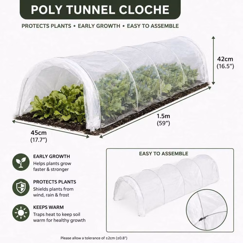 Marco Paul Mini Polytunnel Greenhouse in Clear with Galvanised Steel Frame – 2