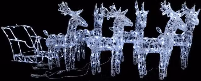 Berkfield Home Reindeers and Sleigh Christmas Decoration with 320 Multicolour LEDs – 1