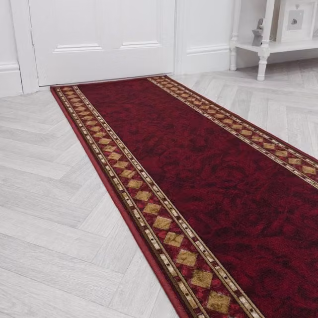 runrug Cheops Red Hallway Runner Rug, Non-Slip and Hardwearing, W: 120 cm, L: 360 cm – 1