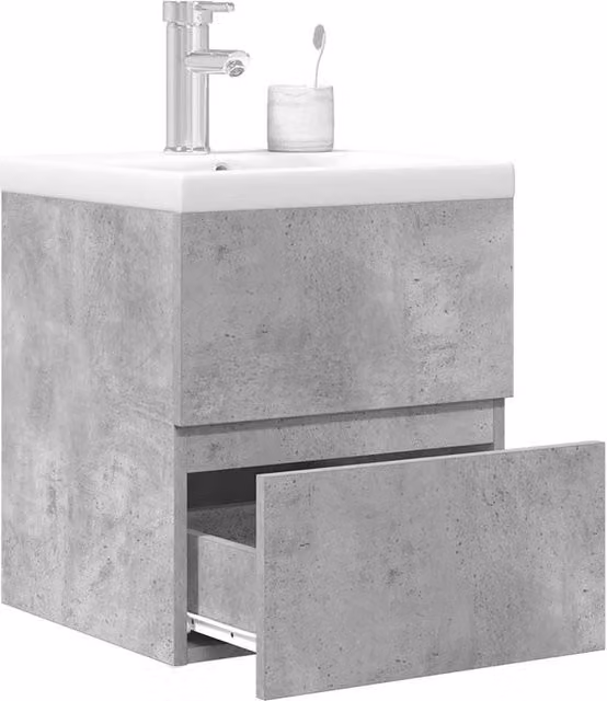 Berkfield Home 2 Piece Modern Grey Bathroom Furniture Set with Vanity Unit