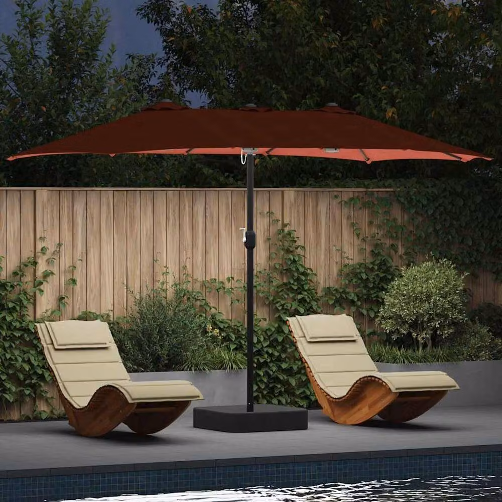 Berkfield Home Modern Folding Garden Parasol in Terracotta Fabric, W/D/H: 385 x 209 x 244 cm – 2