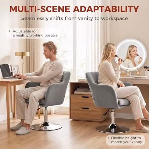 HOMCOM Grey Velvet Swivel Tub Accent Chair with Metal Frame – 5