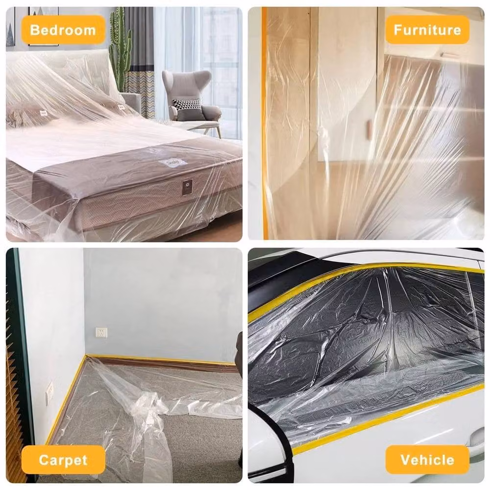 FLAVORA Pre-taped Masking Paper Dustproof Film for Car Spray Painting, White, W: 55 cm, L: 20 m – 2