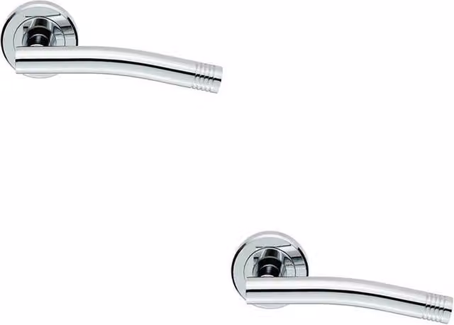 Loops 2x Pair Round Bar Handles with Arch Concealed Fix Round Rose in Polished Chrome – 1