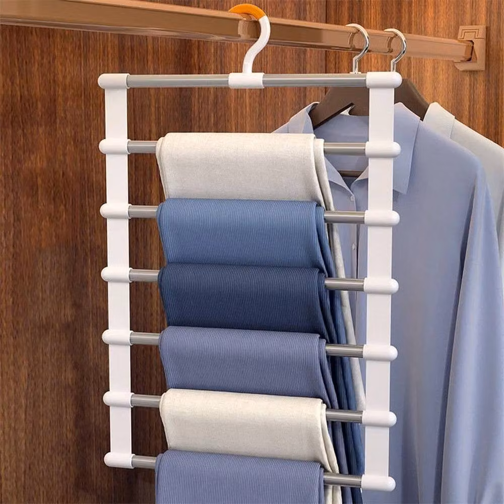 SPETLEK Non-slip Telescopic Pants Storage in White and Silver, Large – 4