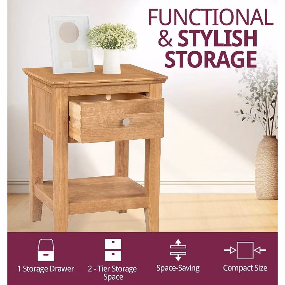 FORGEVIO Small Square Oak Side Table in Light Brown – 4