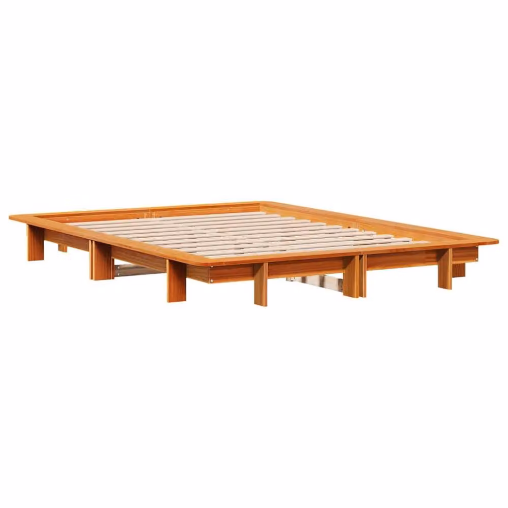 Berkfield Home Small Double Solid Wood Pine Bed Frame in Wax Brown, W/D/H: 120 x 200 cm – 2