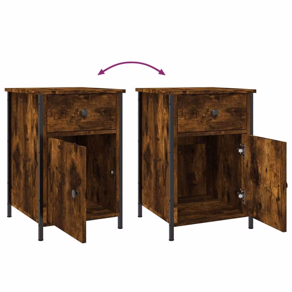 Berkfield Home Smoked Oak Bedside Cabinet in Brown, W/D/H: 40 x 42 x 60 cm – 5