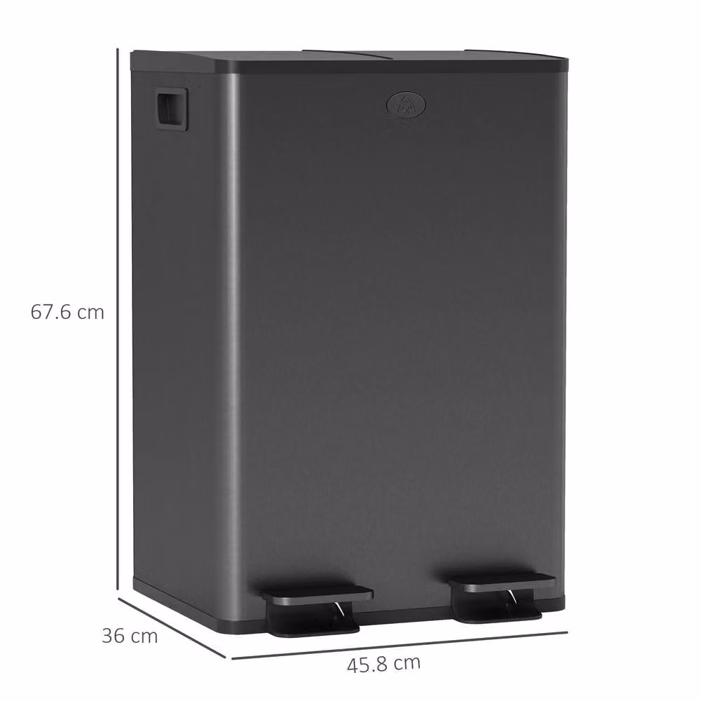 STILVORA 56L Dual Kitchen Bin with Pedal Lid and Soft Close, Black – 2