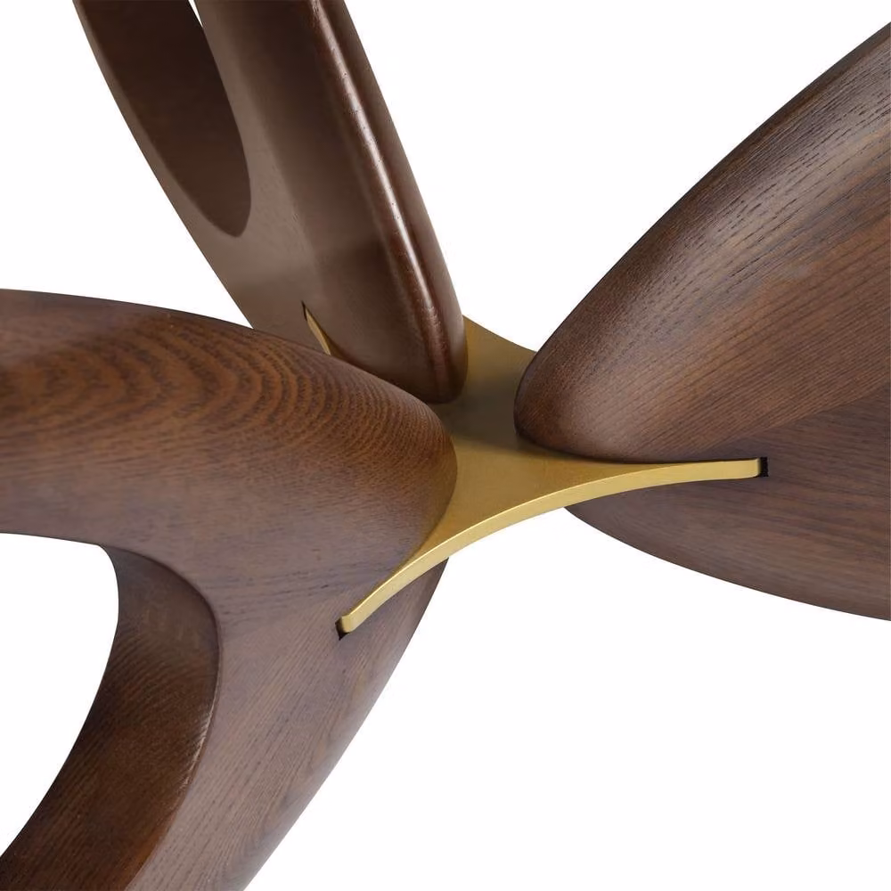 Angel Cerda Round Glass Coffee Table with Walnut Legs in Brown, W/D/H: 120 x 120 x 38 cm – 3