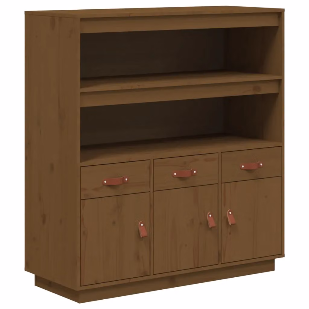 Berkfield Home Highboard in Honey Brown Solid Pine Wood, W/D/H: 100 x 40 x 108.5 cm – 2