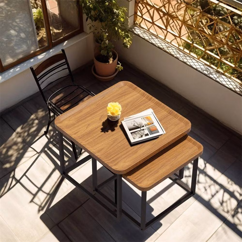 Hinsinc Set of 2 Industrial Nesting Coffee Tables in Brown and Black – 4