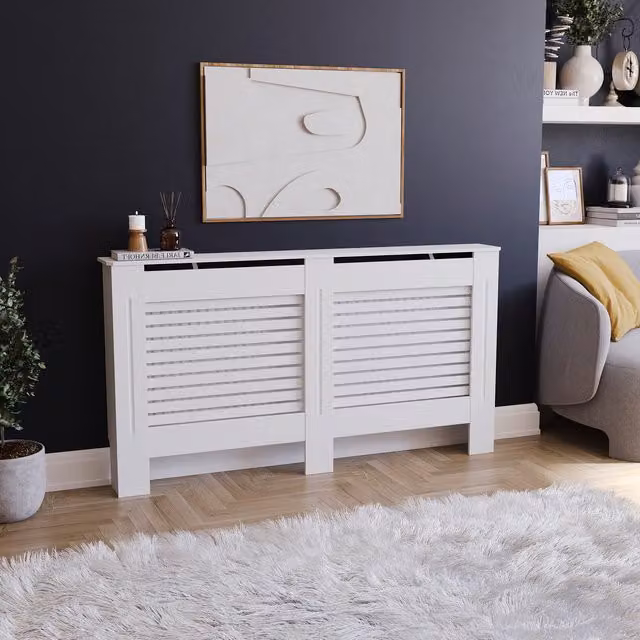 Vida Designs Milton Radiator Cover in White, W: 152 cm, H: 82 cm, D: 19 cm