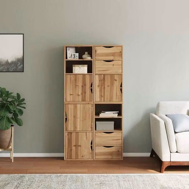 Berkfield Home ODDA Side Cabinets, Set of 4, Brown Solid Pine Wood, W/D/H: 40 x 24 x 79 cm – 1
