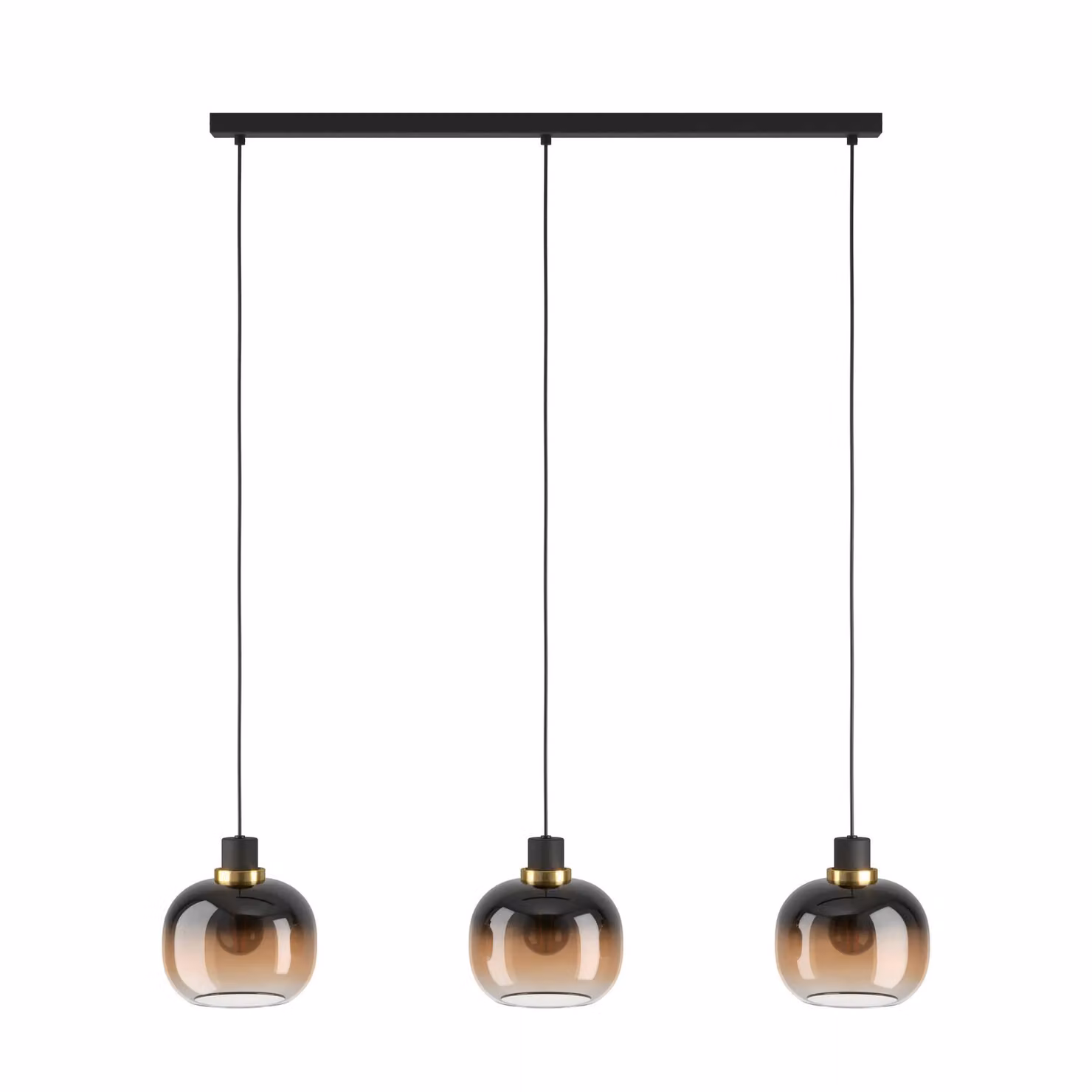 Eglo OILELLA Modern Linear Pendant Light in Black and Brown Glass with Brass Details – 2