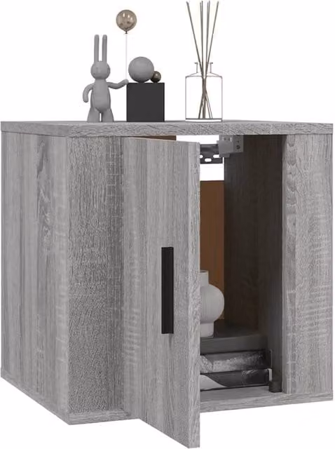 Berkfield Home Set of 2 Wall Mounted TV Cabinets in Grey Sonoma, W/D/H: 40 x 34.5 x 40 cm