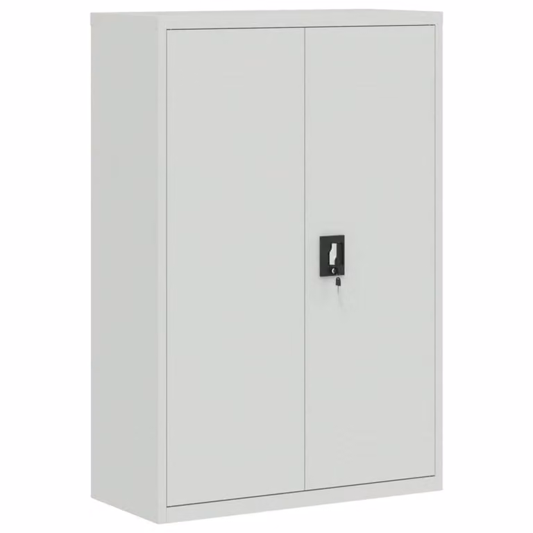 Berkfield Home Freestanding Metal File Cabinet in Matt Grey with Lock and Adjustable Shelves, W/D/H: 90 x 40 x 180 cm