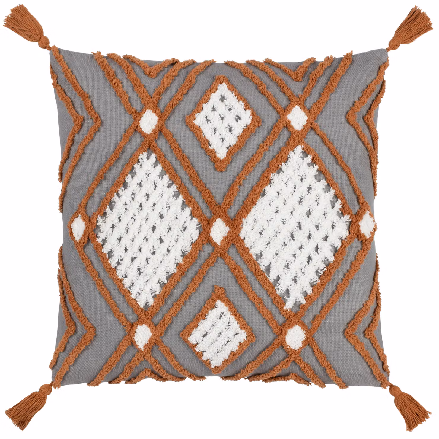 Riva Home Aquene Diamond Tufted Geometric Cotton Tassel Cushion, W/D/H: 50 x 50 x 50 cm – 2