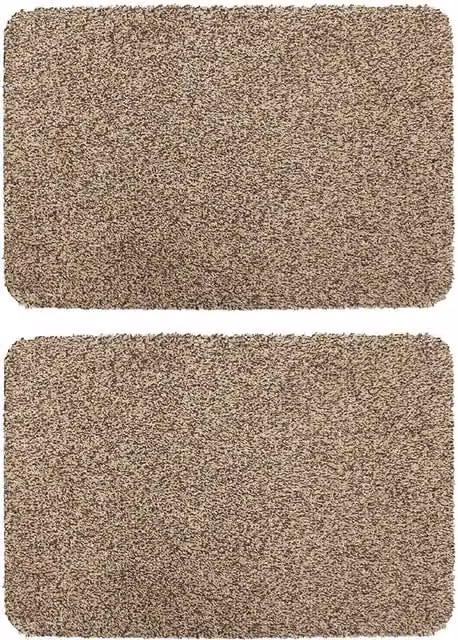 JVL Tanami Barrier Mat Set of 2 in Beige and Brown, Rectangular and Dirt Repellent Polypropylene Mats