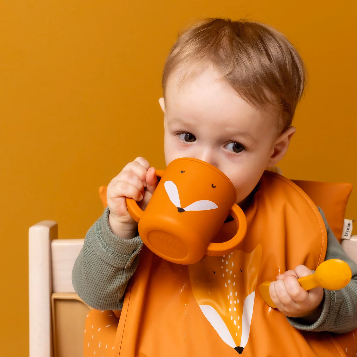 Trixie Silicone Sippy Cup Mr. Fox in Orange with Soft Spout and Lid – 2