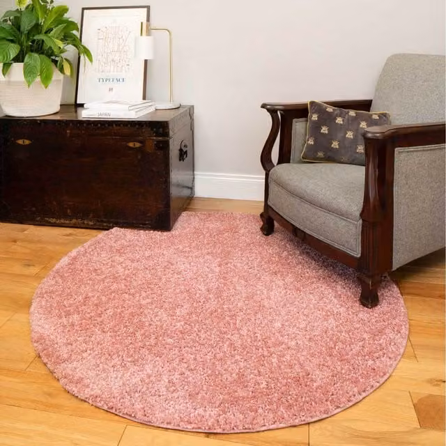 The Rug House Soft Value Shaggy Square Area Rug in Pink, W/D: 135 x 135 cm