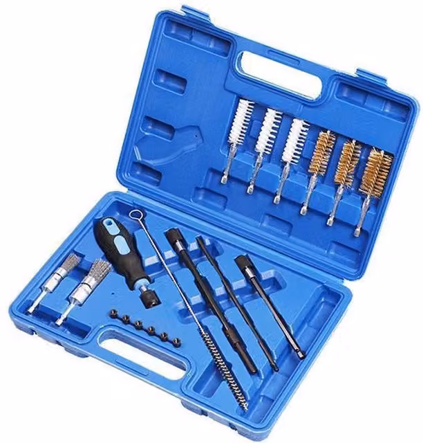 FLAVORA 25-Piece Diesel Injector Seat Cleaning Brush Tool Set in Blue