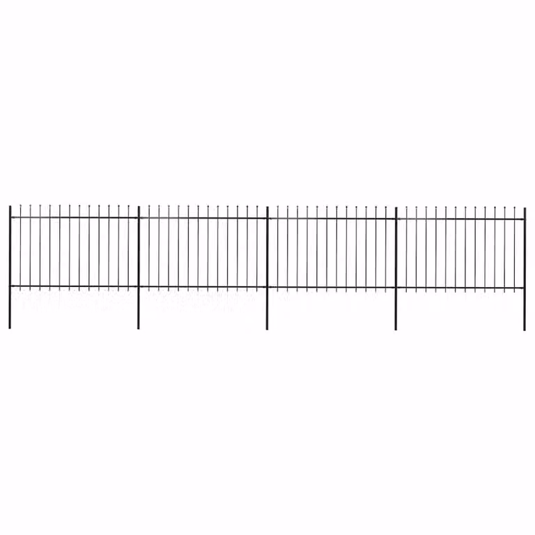 Berkfield Home Elegant Garden Fence with Spear Top, Powder-Coated Steel, Black, W: 6.8 m, H: 1.2 m
