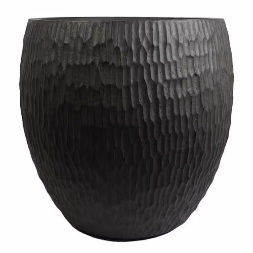 LeafUK Large Round Abstract Planters in Grey and Black, H 43 cm x W 43 cm x D 43 cm
