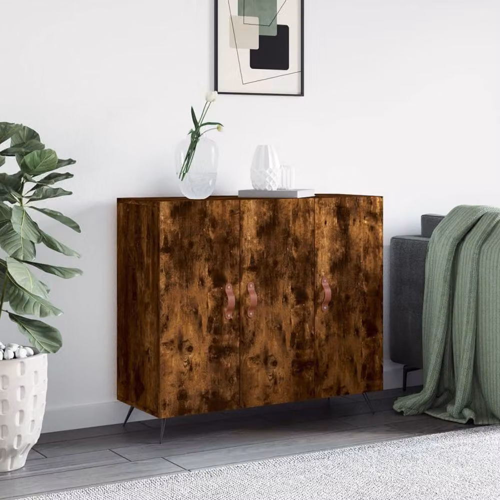 Berkfield Home Smoked Oak Sideboard in Brown, W/D/H: 90 x 34 x 80 cm – 2