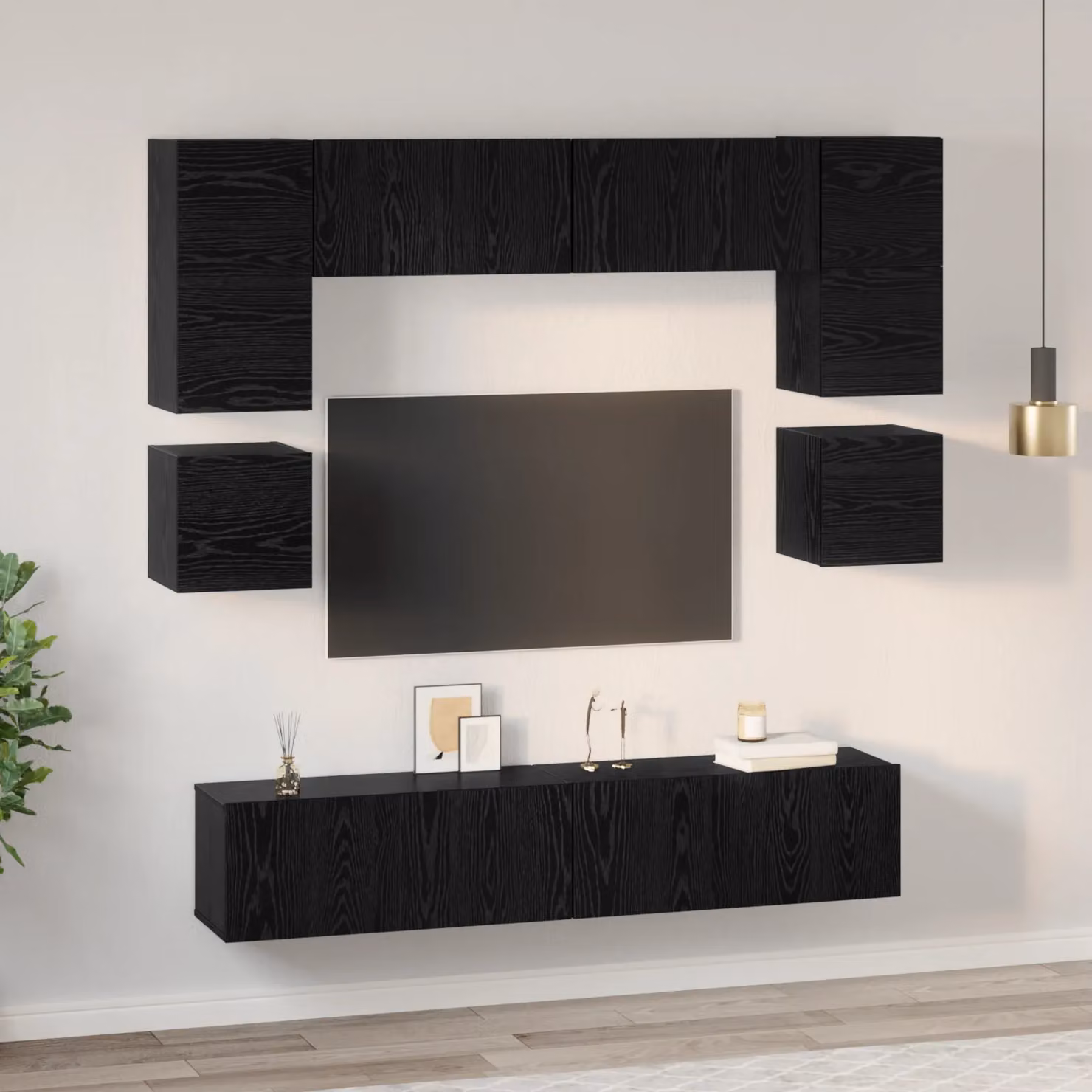 Berkfield Home Wall-mounted Storage Shelf with Door in Black Oak, W/D/H: 80 x 30 x 30 cm – 4
