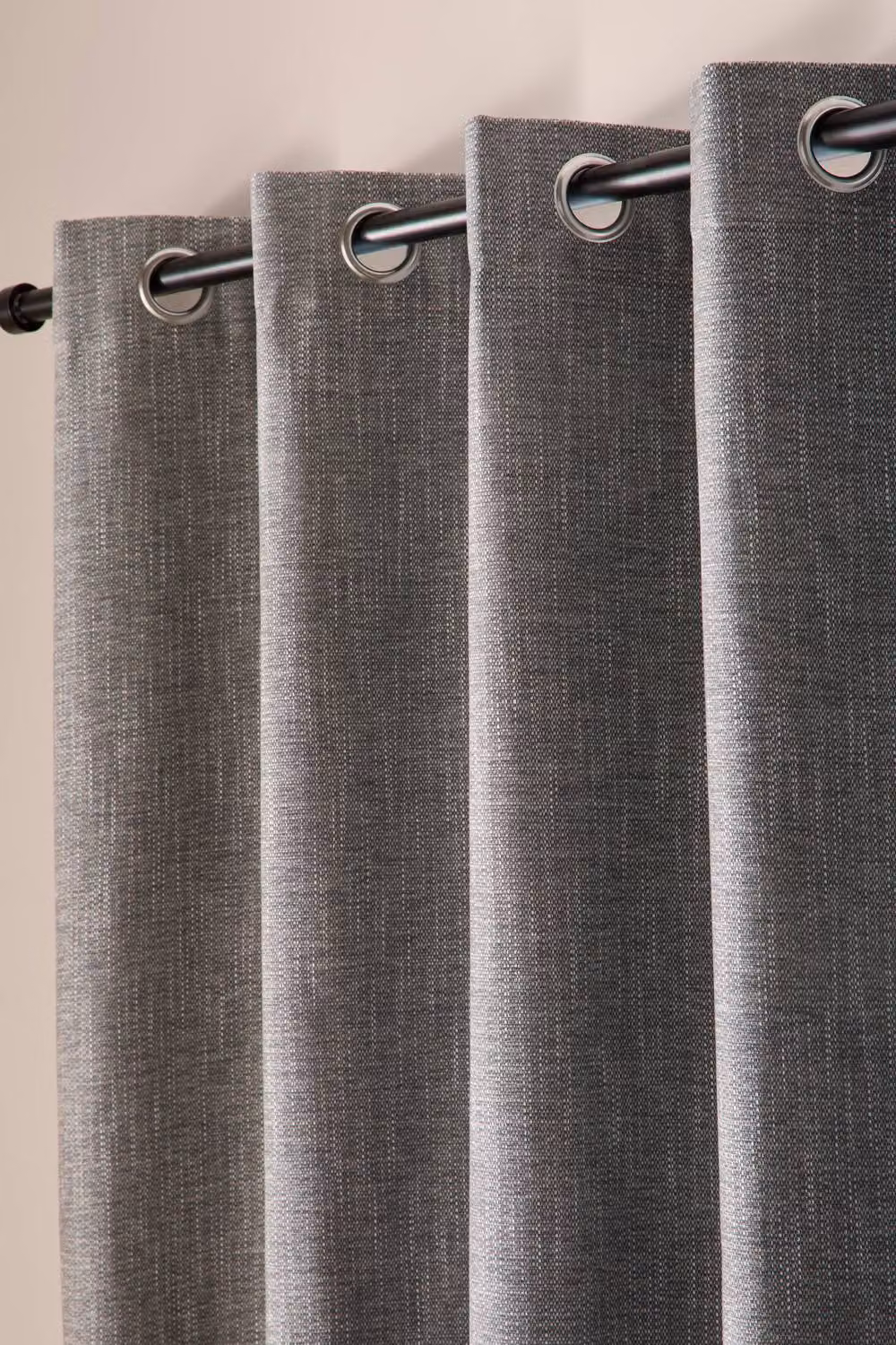 Curtina Boucle Chenille Woven Blackout Eyelet Curtains in Grey and Black, Width: 168 cm, Drop: 183 cm – 2