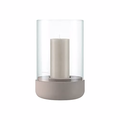 Blomus Calma Hurricane Lantern in Sand with Glass and Concrete, H 19.0 cm x W 12.0 cm x D 12.0 cm – 1