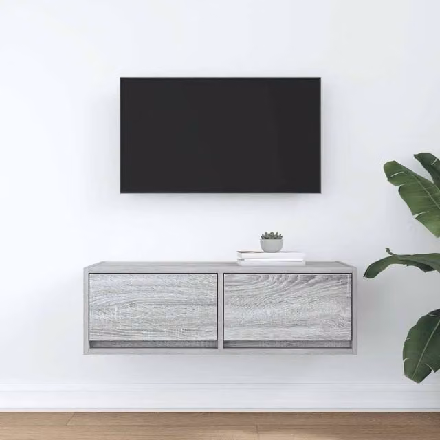 Berkfield Home Modern Grey Sonoma TV Cabinet, W: 80 cm, D: 31 cm, H: 25.5 cm – 1