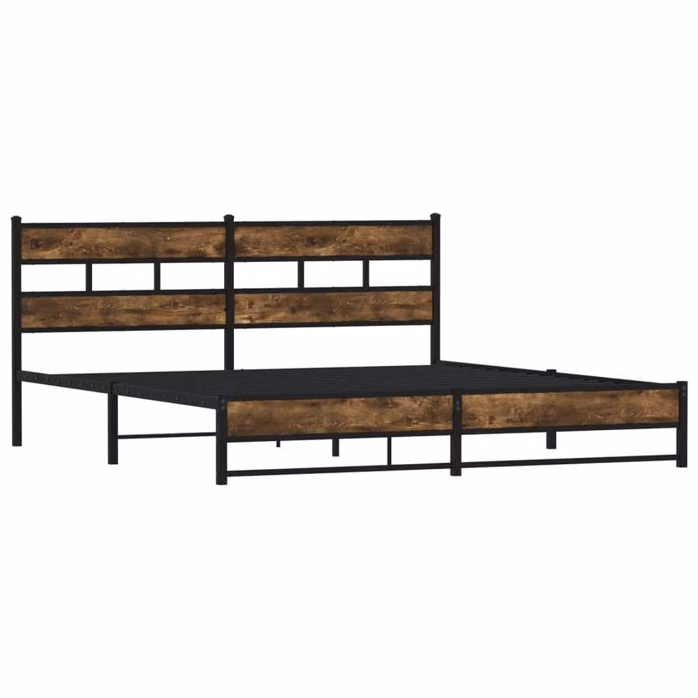 Berkfield Home Metal Bed Frame in Smoked Oak Brown, W/D/H: 180 x 200 cm Super King – 3