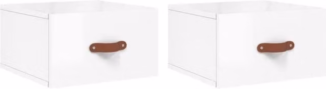 Berkfield Home Wall-mounted Bedside Cabinets, 2 Pack, High Gloss White, W/D/H: 35 x 35 x 20 cm