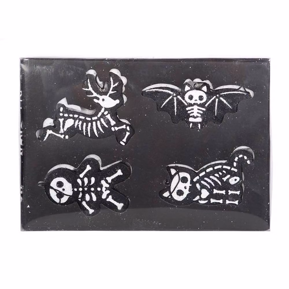 Uniqueful Set of 4 Black Creepy Skeleton Cookie Ornaments – 2
