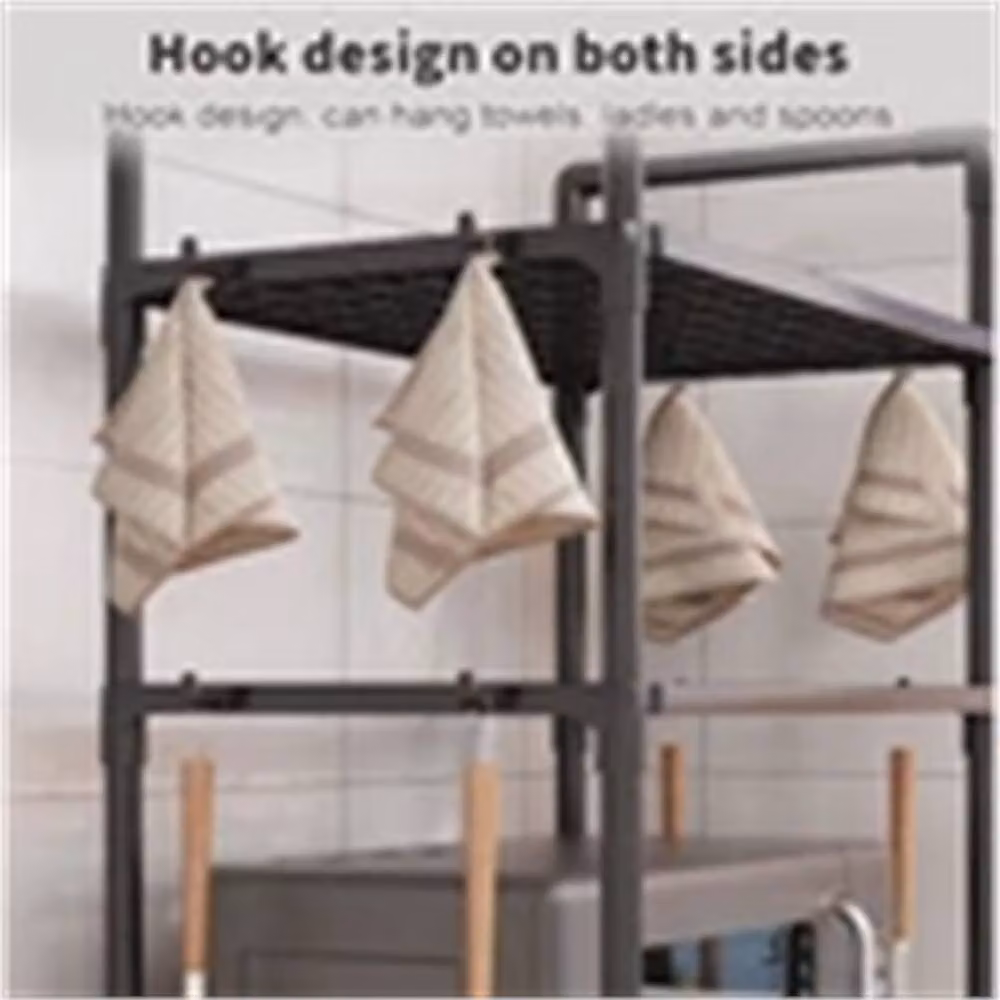 Nordara 2-Tier Black Metal Kitchen Corner Shelf Stand W/D/H: 40 x 40 x 48 cm – 4