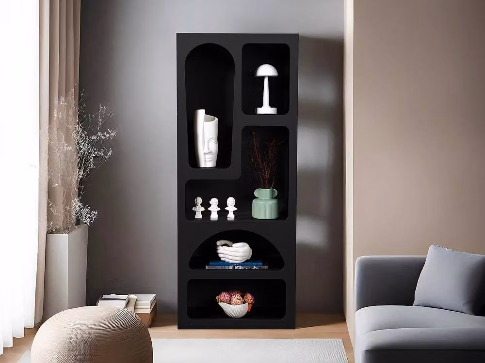 Vente-unique LUELA Black Modern Freestanding Shelf With 5 Niches, W/D/H: 60 x 30 x 150 cm – 3