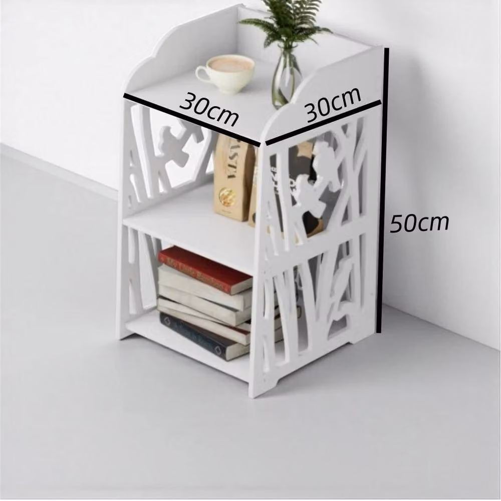 Nordara White Bedside Table with Drawer and Storage Shelf – 2