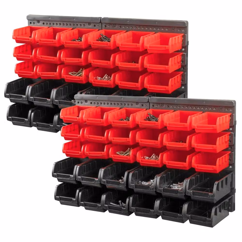VOGREX 64 Piece Wall Mounted Tool Storage Organiser Rack in Red – 3