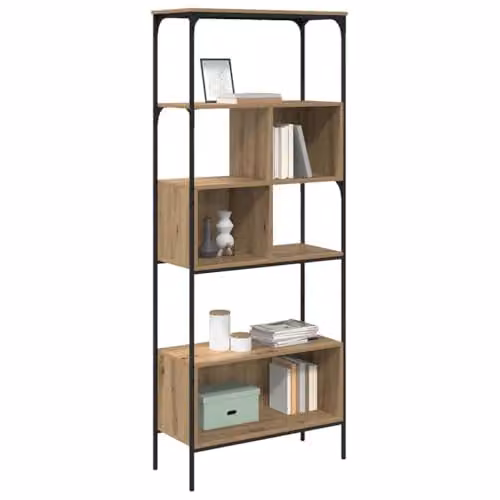 vidaXL 7-Tier Bookcase in Artisan Oak and Black, W/D/H: 76 x 33 x 188.5 cm